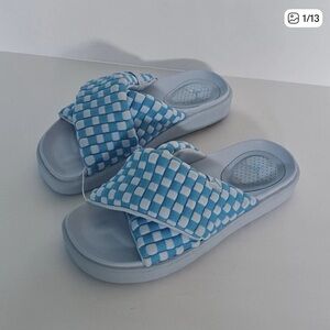 Jordan Blue and White Checkered Sandals